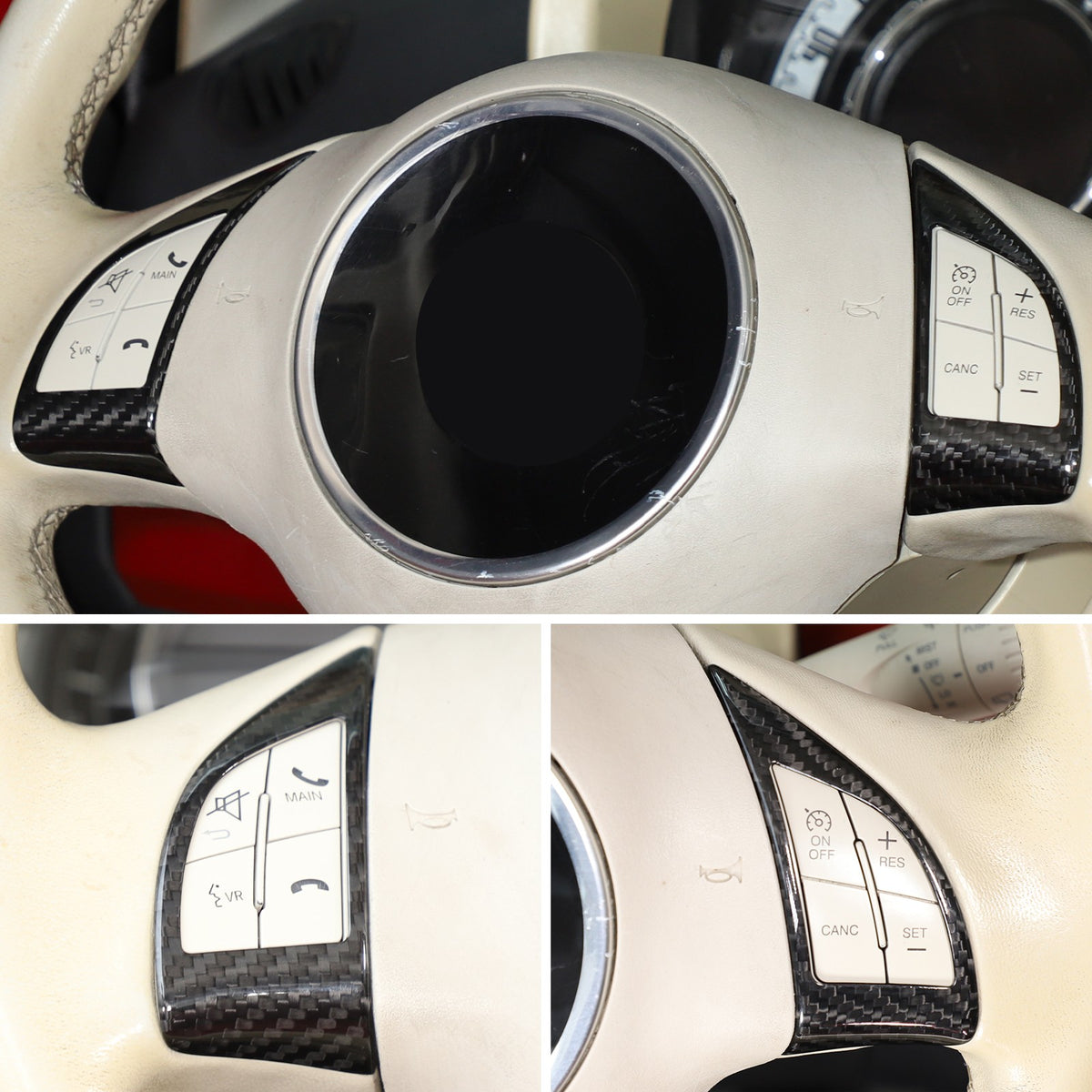 Real Dry Carbon Fiber Steering Wheel Button Trim For Fiat 500 Abarth 2008-2015 5