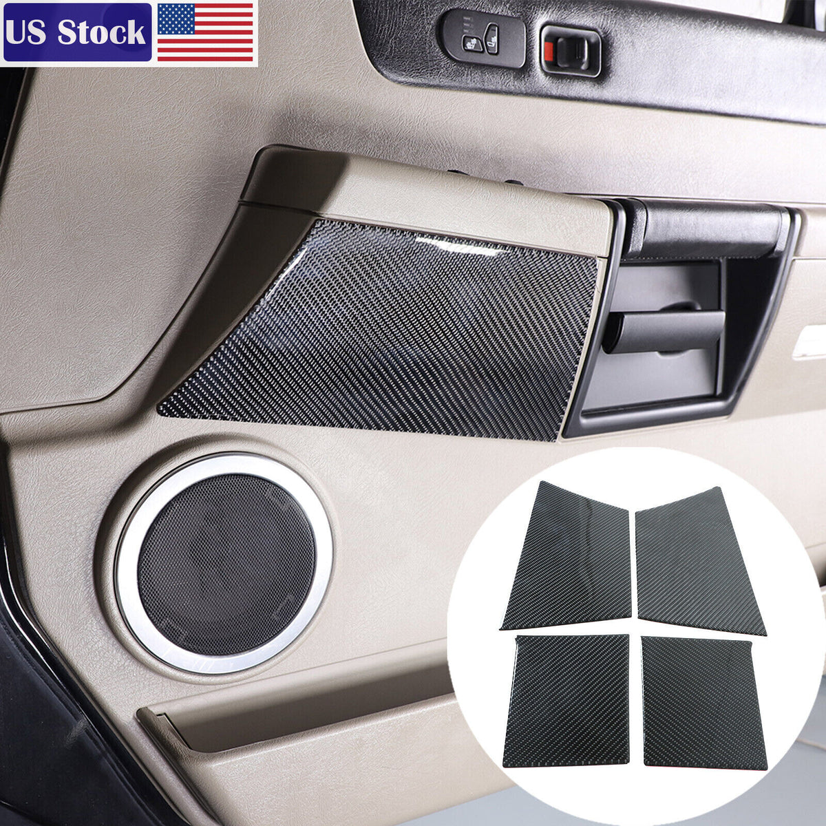 Soft Carbon Fiber Interior Door Panel Trim Stickers for Hummer H2 2003-07 US 1