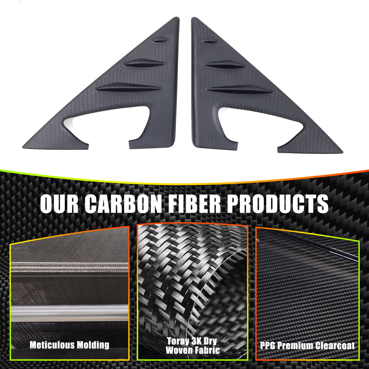 Matte Real Carbon fiber Window A Pillar Triangle Cover Trim for Lotus EMIRA 21+ 17