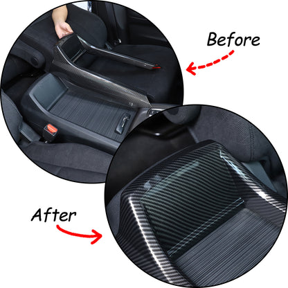 Carbon Fiber Center Console Armrest Box Side Panel Trim for Honda Pilot 16-22 7