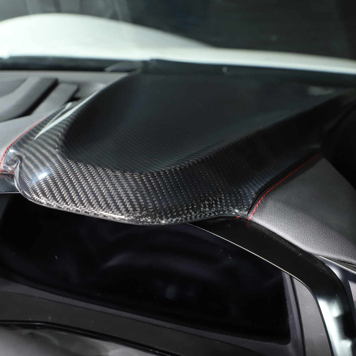4xReal Carbon Fiber Dashboard Instrument Upper Panel Cover For C8 Corvette 20-25 14