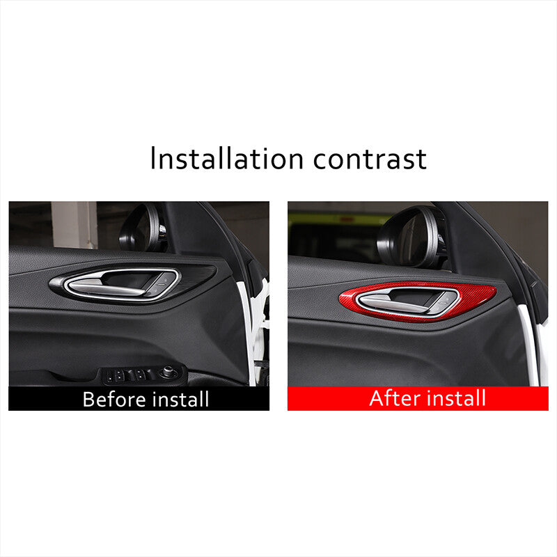 Red Carbon Fiber Style Inner Door Handle Frame Trim For Alfa Romeo Giulia 17-19 11