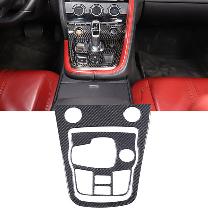 2PCS Carbon Fiber Gear shift Panel Trim Cover Sticker For Jaguar F-TYPE 2013-22 1