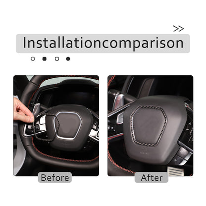 For C8 Corvette Carbon Fiber Steering Wheel Center Surround Cover Set 2020-2026 20
