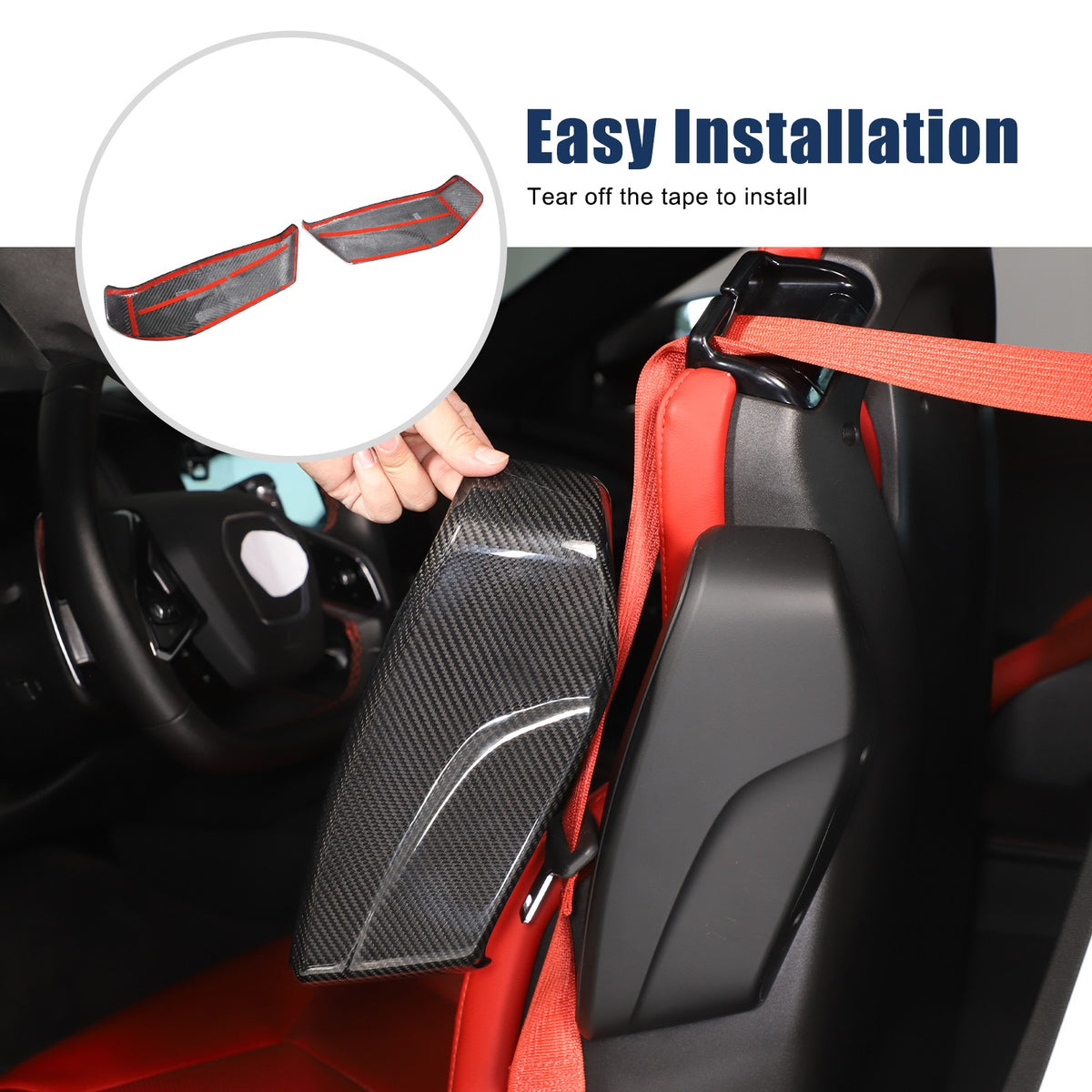 Real Dry Carbon Fiber Seat Side Cover Trim For Corvette C8 2020+ 7