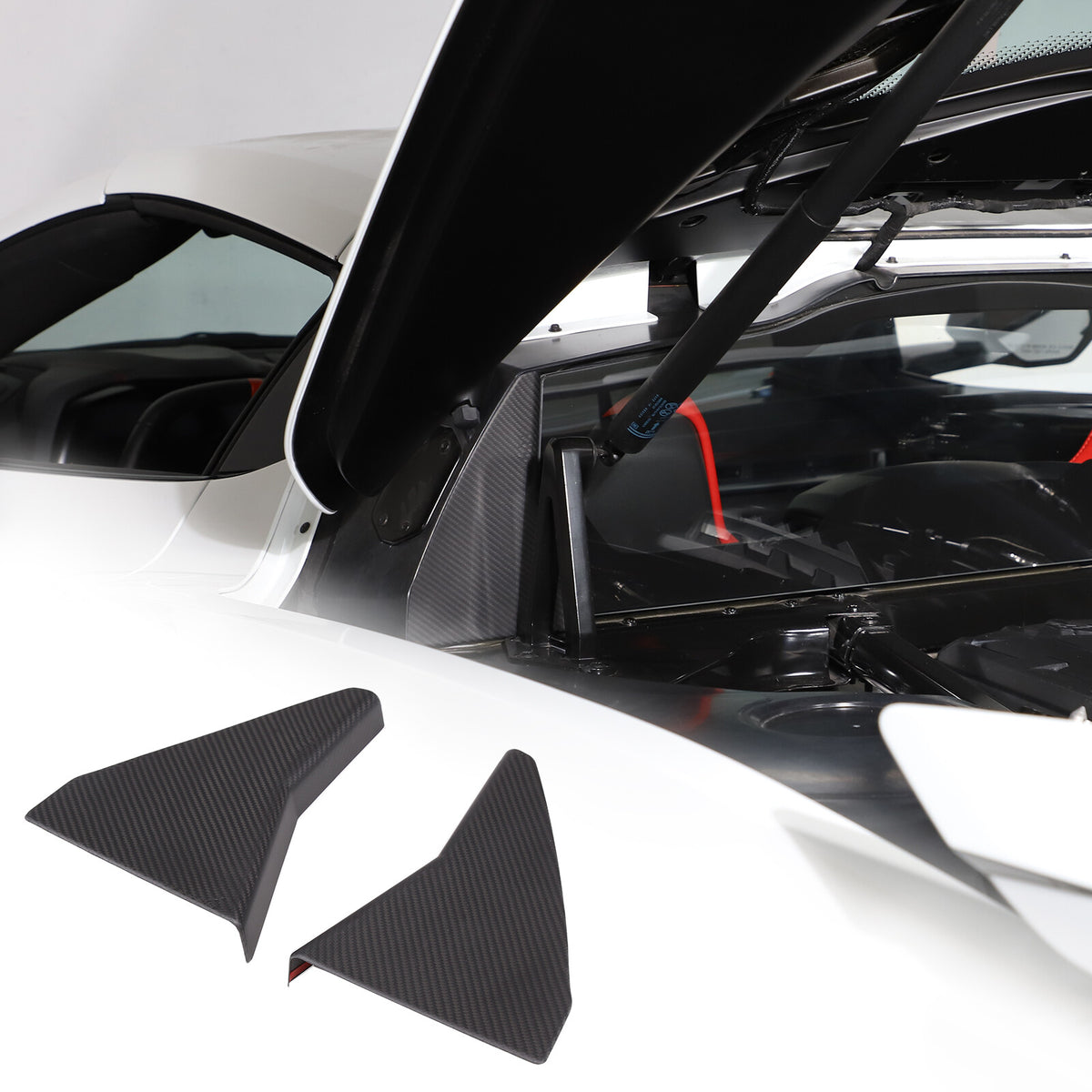 Matte Carbon Fiber Engine Bay Window Glass Side Trim Cover For Corvette C8 20-26 15