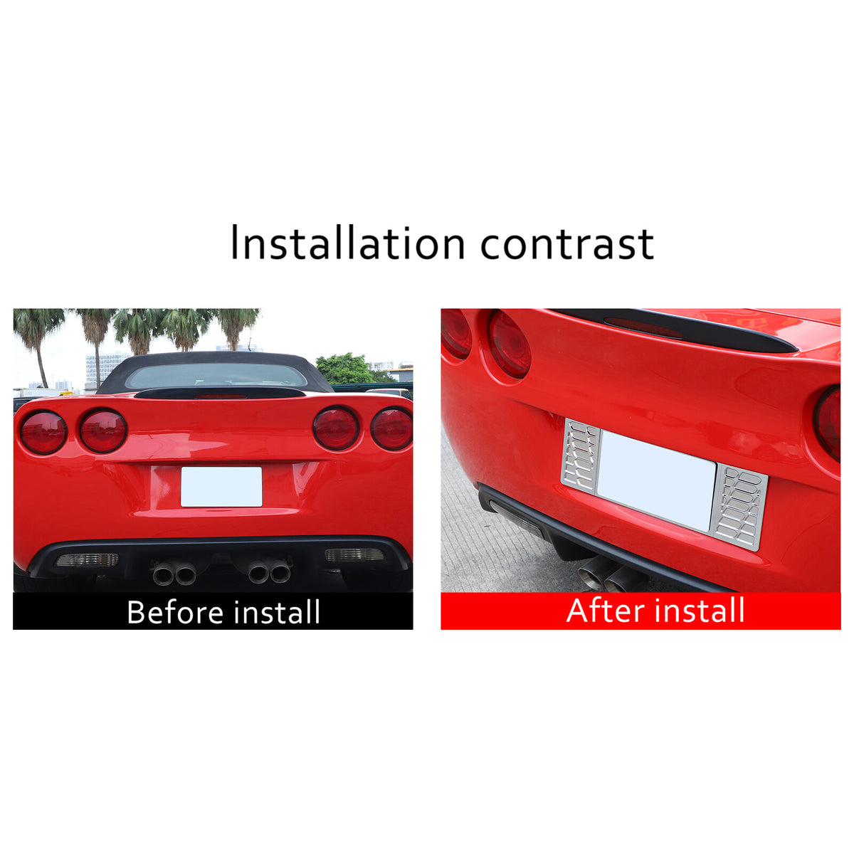 Silver Aluminum alloy Rear License Plate Frame Trim For Corvette C6 2005-13 2