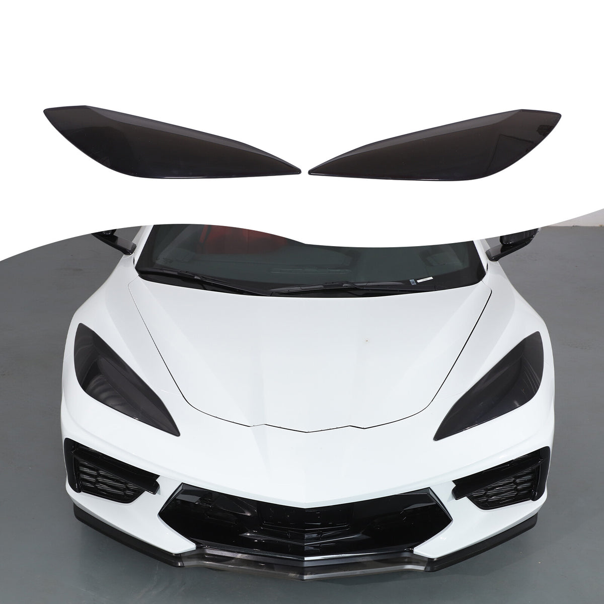Smoked Blackout Headlight Lamp Cover Bezel Overlay Trim For Corvette C8 2020-26 11