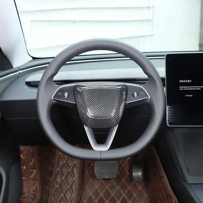 Real Carbon Fiber Steering Wheel Logo Trim Cover For Tesla Model 3 2023-2024 4