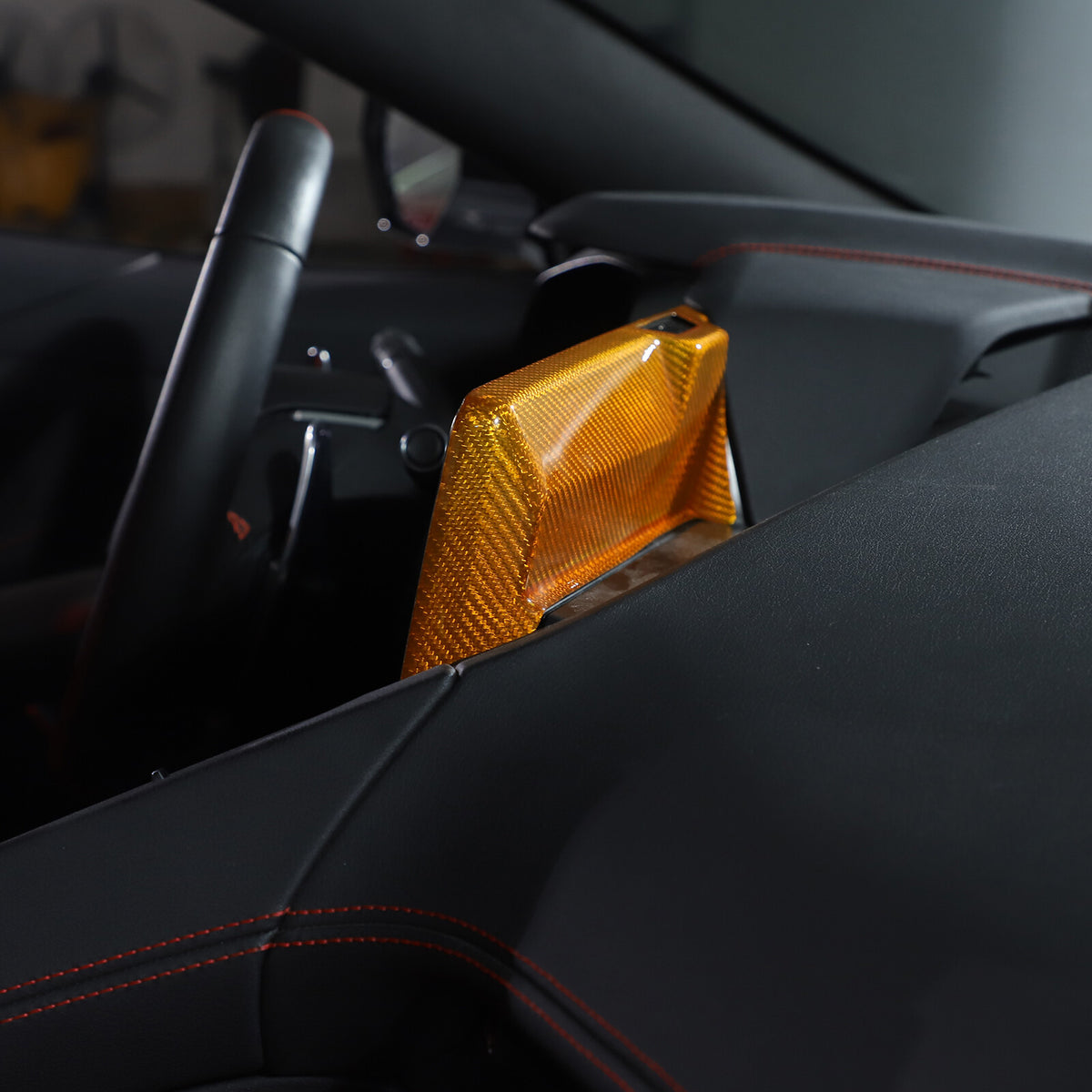Yellow Carbon Fiber Center Console Screen Back Frame Trim For Corvette C8 20-25 8