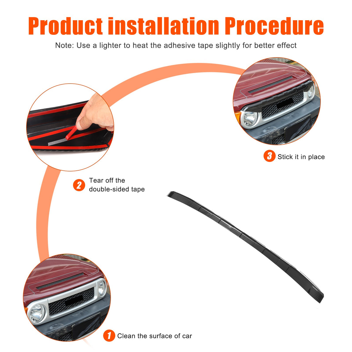 Front Grille Headlight Upper Molding Trim For Toyota FJ Cruiser 2007-2021 17