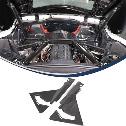Honeycomb Carbon Fiber Engine Bay Corner Base Cover Overlay For Corvette C8 20+ 7