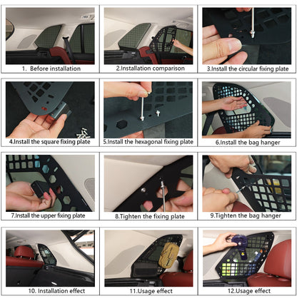 Aluminum Trunk Side Window Storage Hanger Bag Molle Panel For BMW X5 G05 2019-25 2