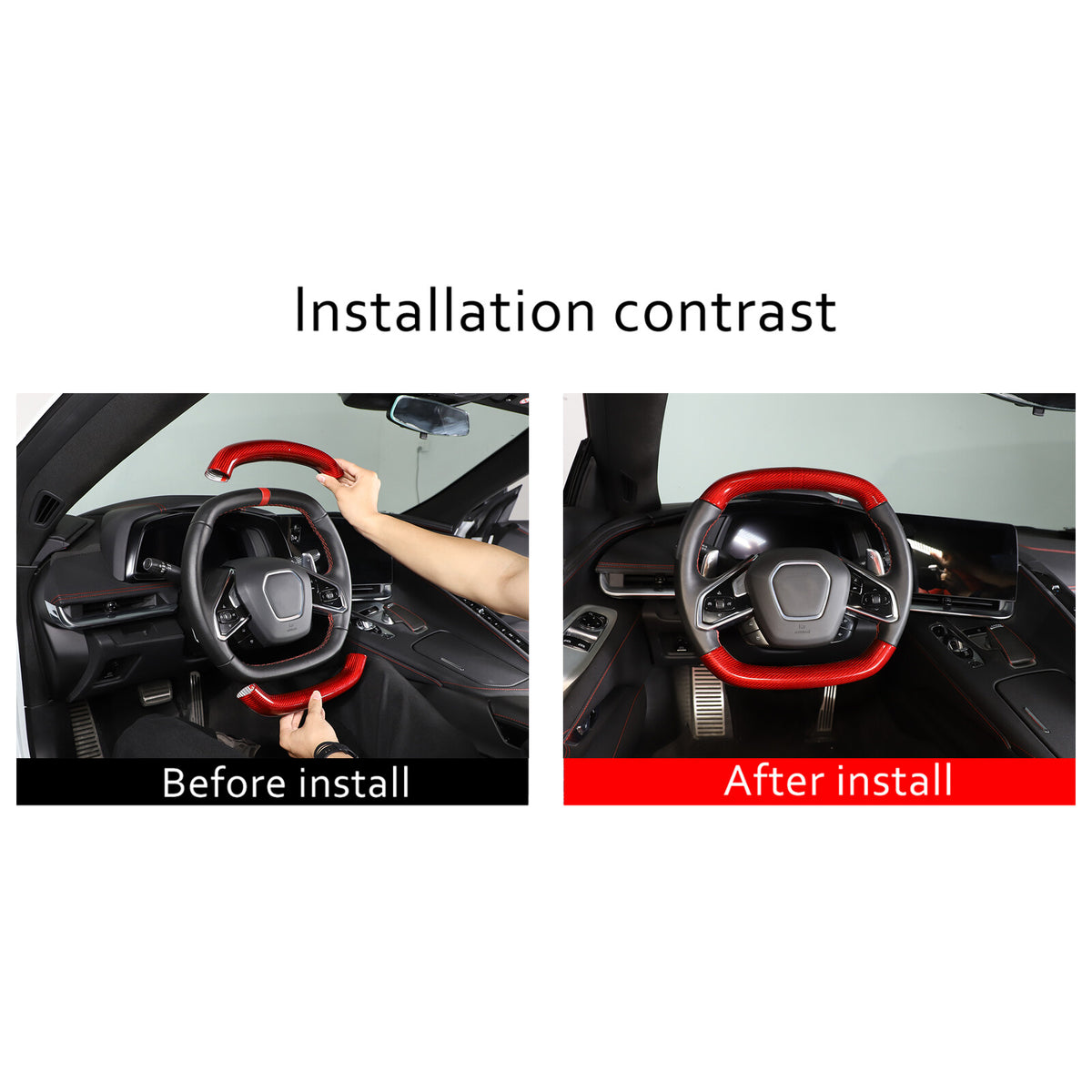 Red Real Carbon Fiber Full Interior Set Decor Trim Kit for Corvette C8 20-25 - Styles 46-50 17