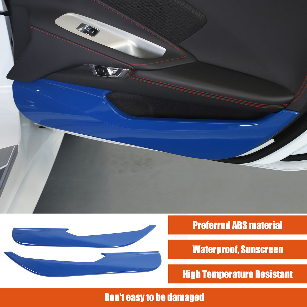 Blue ABS Inner Door Anti-Kick Panel Cover Trim For Corvette C8 2020-26 15