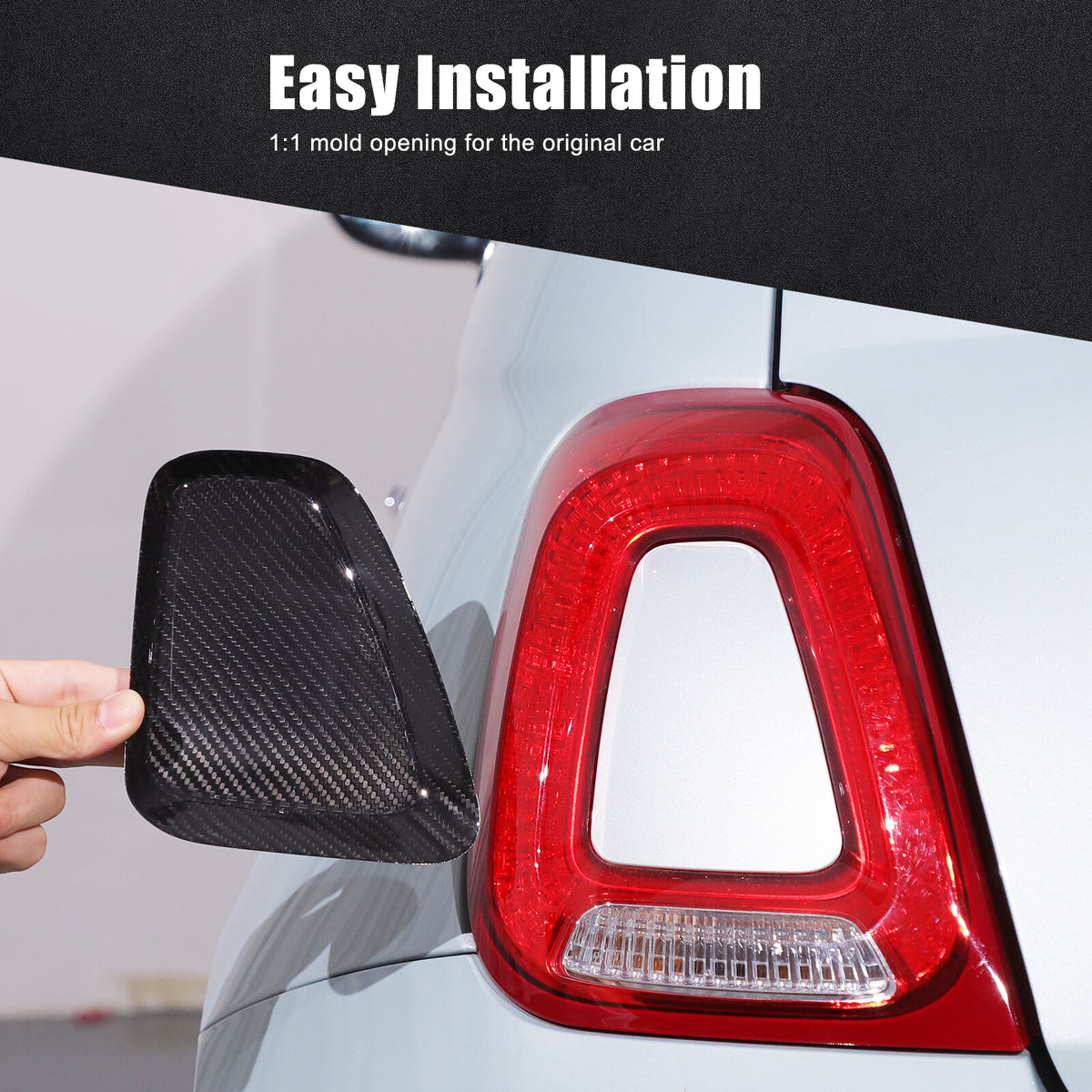 Real Carbon Fiber Rear Tail Light Panel Trim for Fiat 500 Abarth 595 695 16+ 19