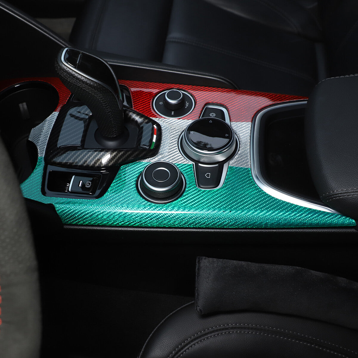 Real Carbon Fiber Car Gear Shift Panel Cover Trim For Alfa Romeo Giulia 20-22 5