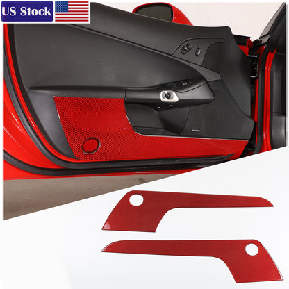Red Carbon Fiber Door Bottom Anti-Kick Anti-Scratch Cover For Corvette C6 05-13 1