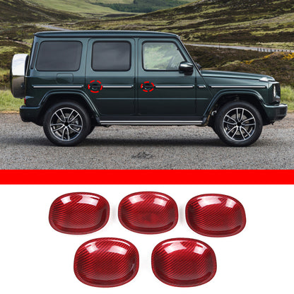 Red Real Carbon Fiber Exterior Side Door Bowl Cover Trim For Benz G-Class 19-20 2