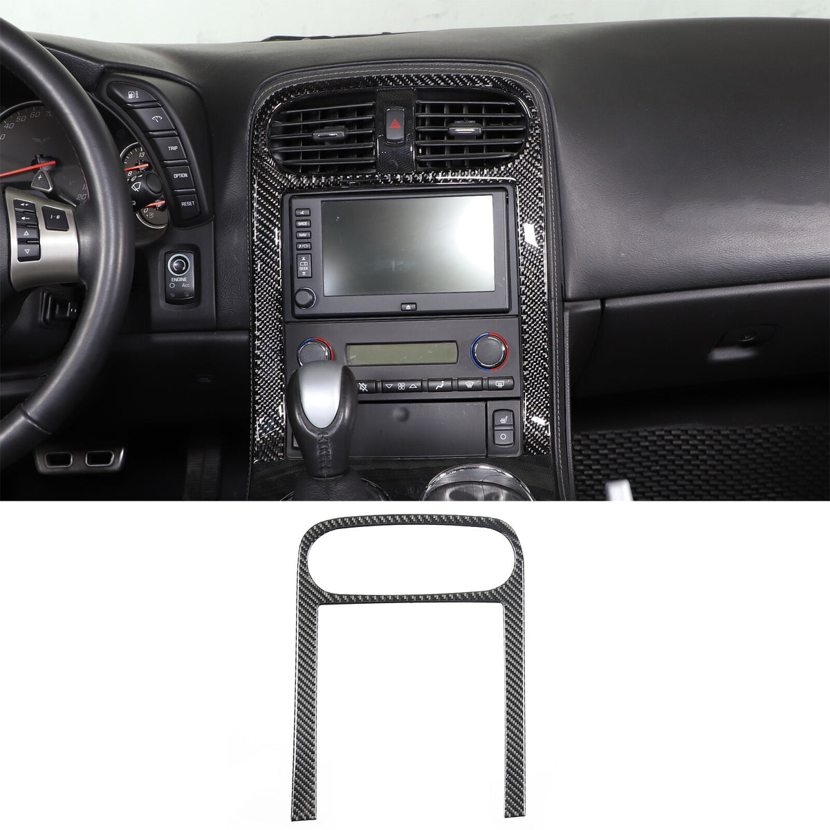 For Corvette C6 05-13 Soft Carbon Fiber Interior Center Console Trim Cover Set 9