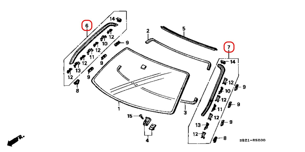 HONDA Genuine CR-X del Sol EG1 EJ4 Molding Windshield Left & right Set OEM 3