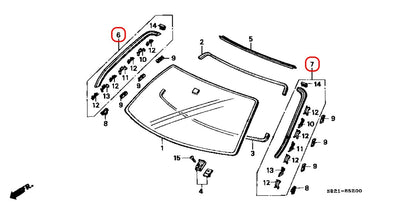 HONDA Genuine CR-X del Sol EG1 EJ4 Molding Windshield Left & right Set OEM 3