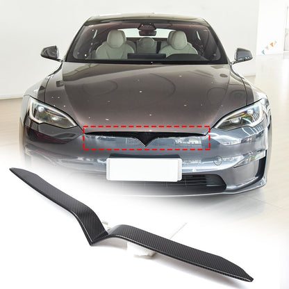 Real Carbon Fiber Front Bumper Grille Cover Molding Trim For Tesla Model S 2023+ 8