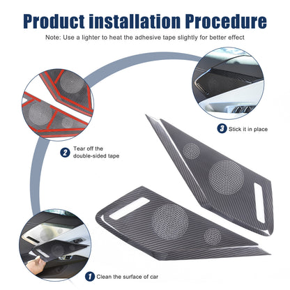 Real Carbon Fiber Side Door Speaker Cover Horn For C8 Corvette 2LT 3LT 2020-26 15