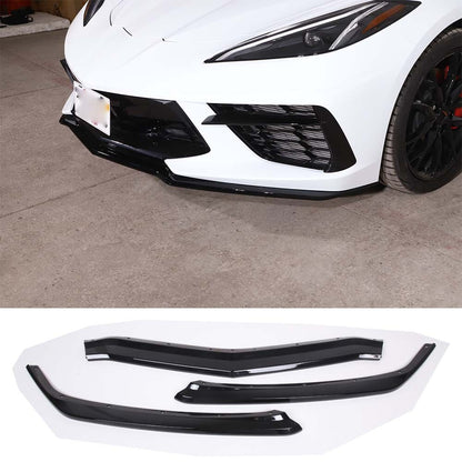 Replacement Glossy Black Front Bumper Lip Spoiler For Corvette C8 2020-2025 2