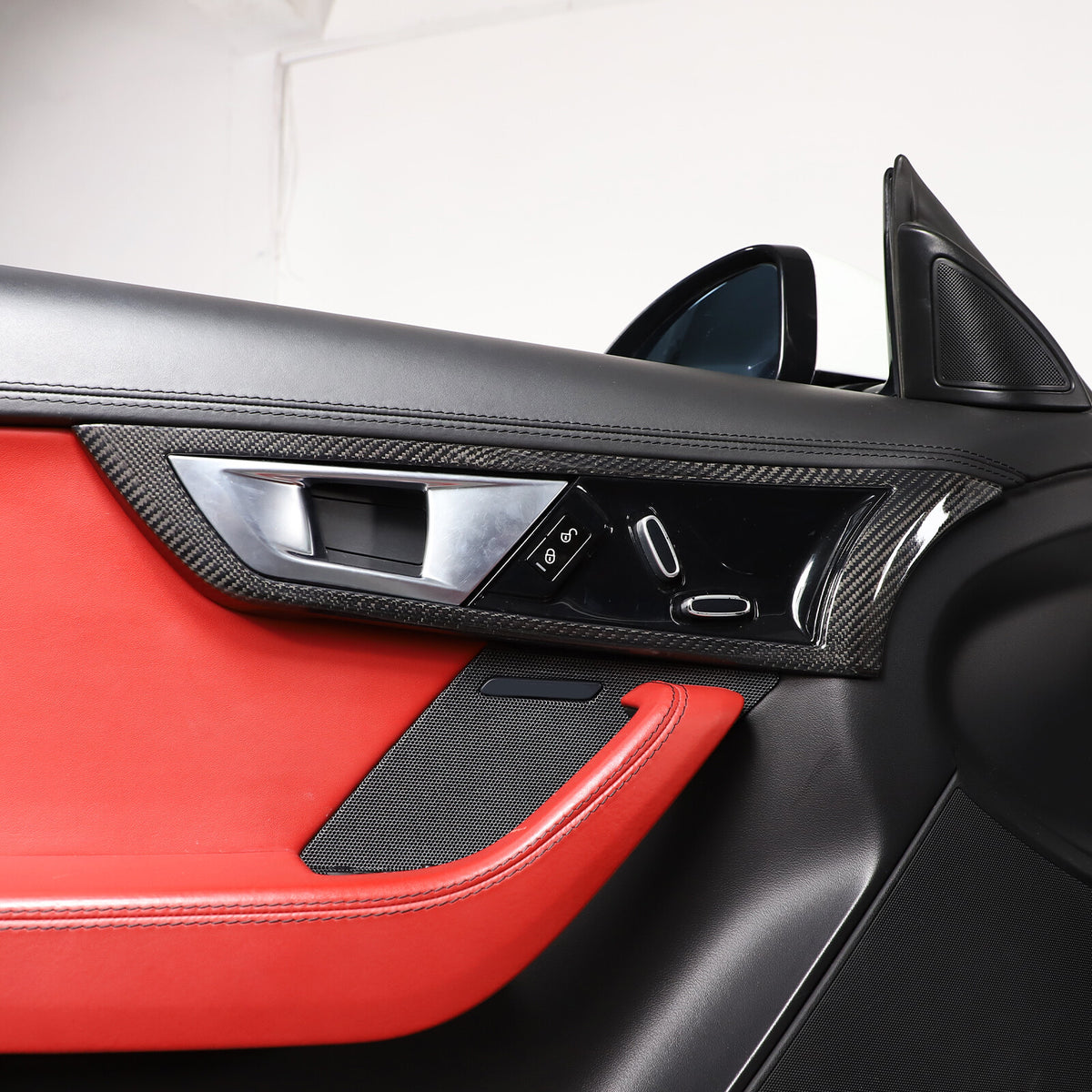 Real Carbon Fiber Inner Door Handle Frame Cover Trim For Jaguar F-TYPE 2013-2024 18