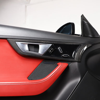 Real Carbon Fiber Inner Door Handle Frame Cover Trim For Jaguar F-TYPE 2013-2024 18