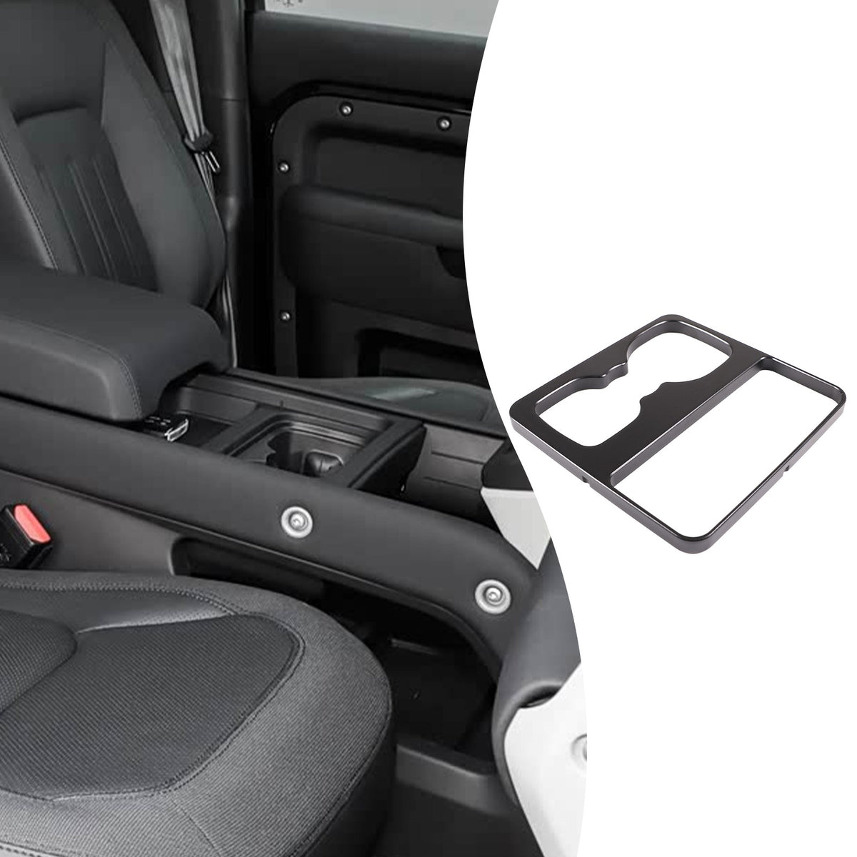 Black Aluminum Cup Holder Spacer Riser For Land Rover Defender L663 2020-2021 8
