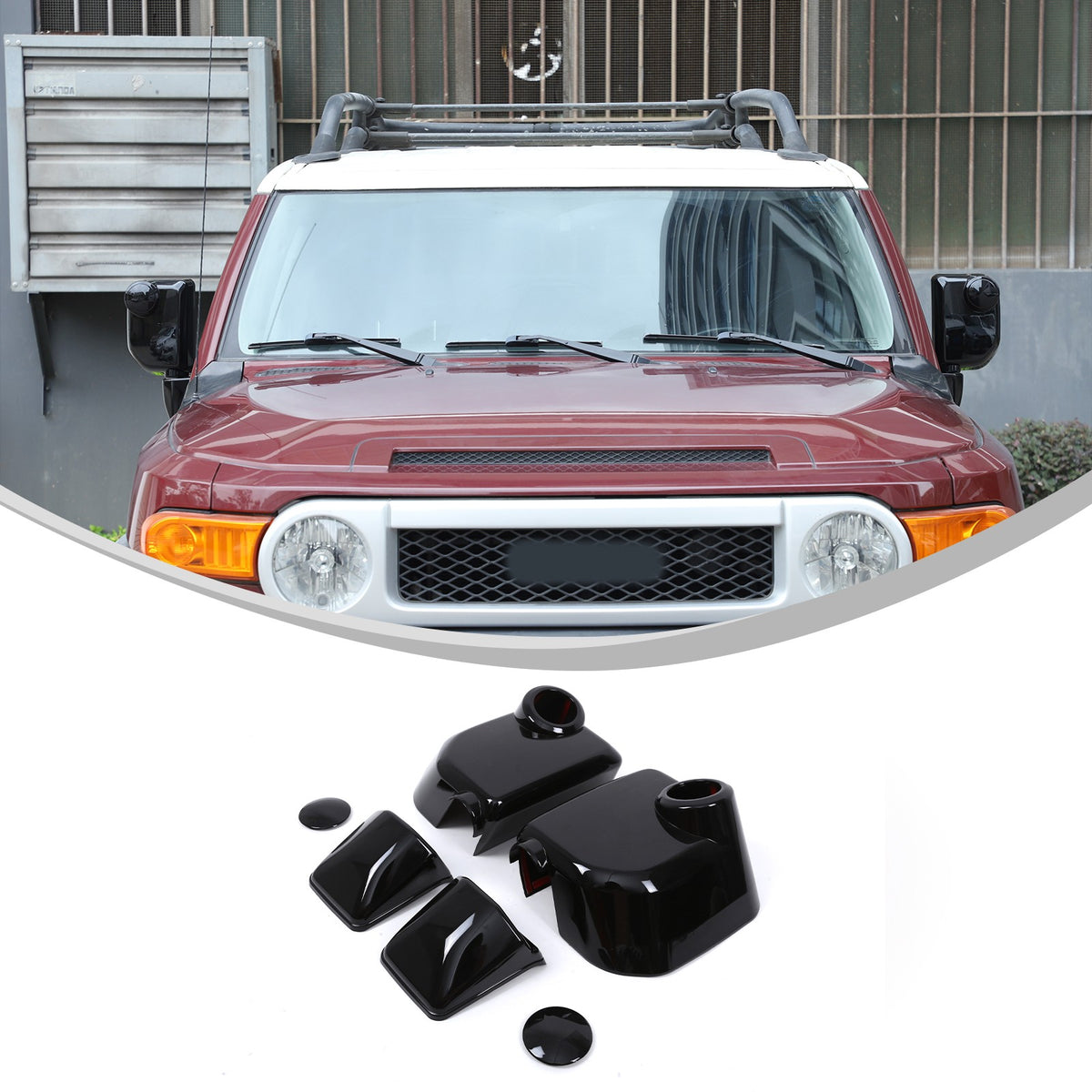 Glossy Piano Black ABS Side Mirror Cover Trim For Toyota FJ Cruiser 2007-2021 19
