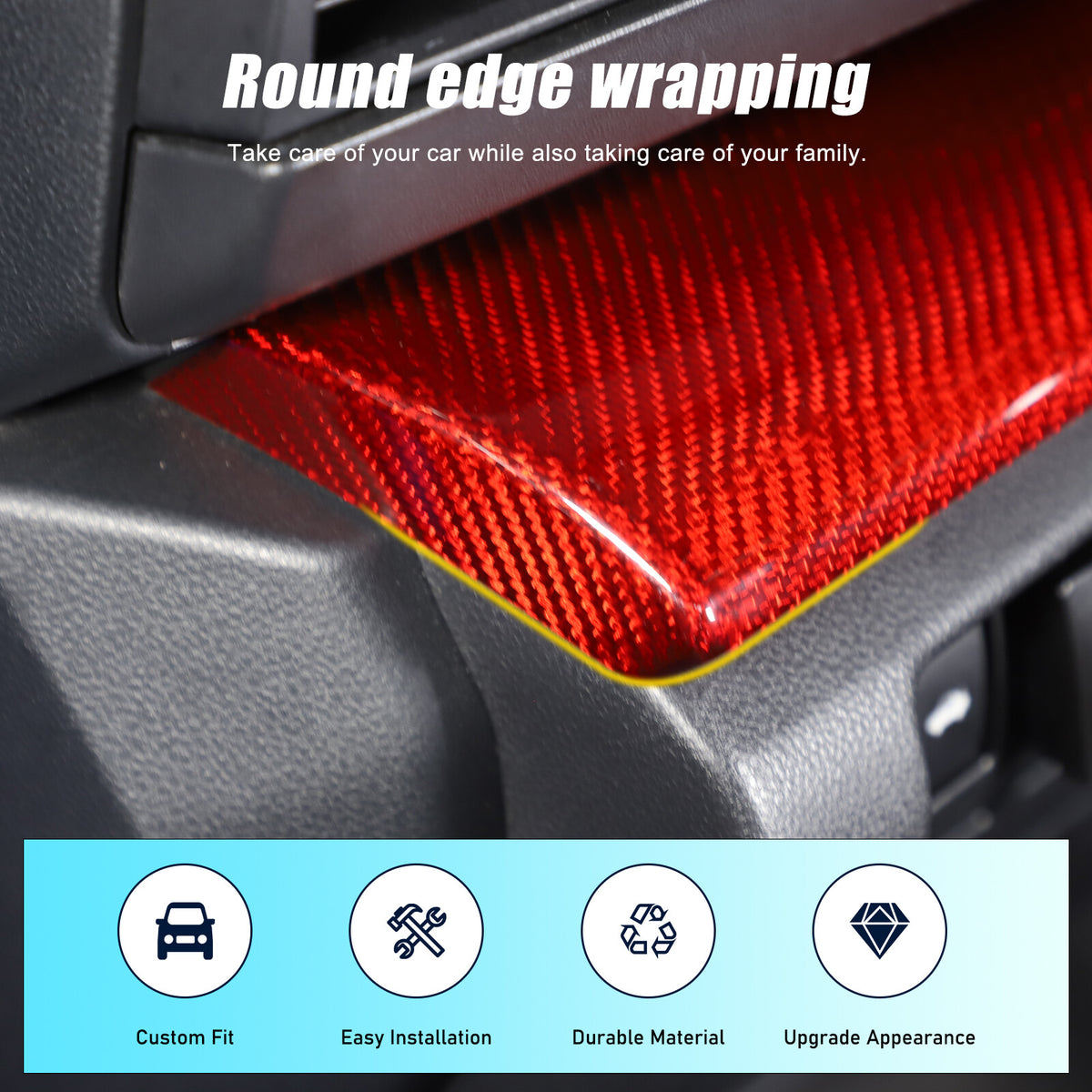 Red Real Carbon Fiber Center Console Panel Trim For Subaru WRX VB Crosstrek 22+ 13