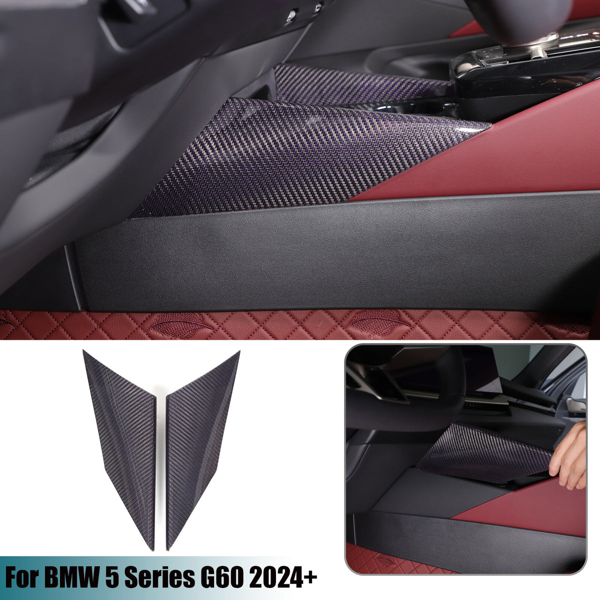 Real Carbon Fiber Center console Gear Shift Side Trim For BMW 5 Series G60 2024+ 1