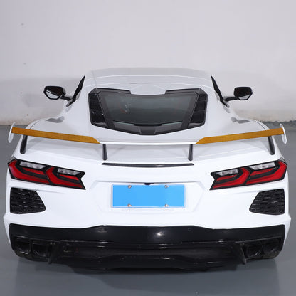 Yellow Carbon Fiber High Wing Spoiler Add-On Wicker Bill Pair For Corvette C8 8
