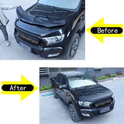 Black Car Bonnet Hood Bra Protector Mask Cover For Ford Ranger 2015-2021 9