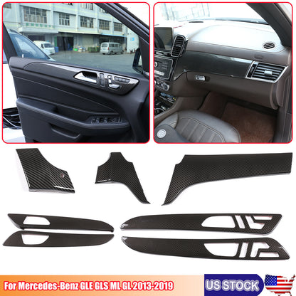 Carbon Fiber ABS Dashboard Door Panel Trim Strip for Benz GLE GLS 2016-19 1