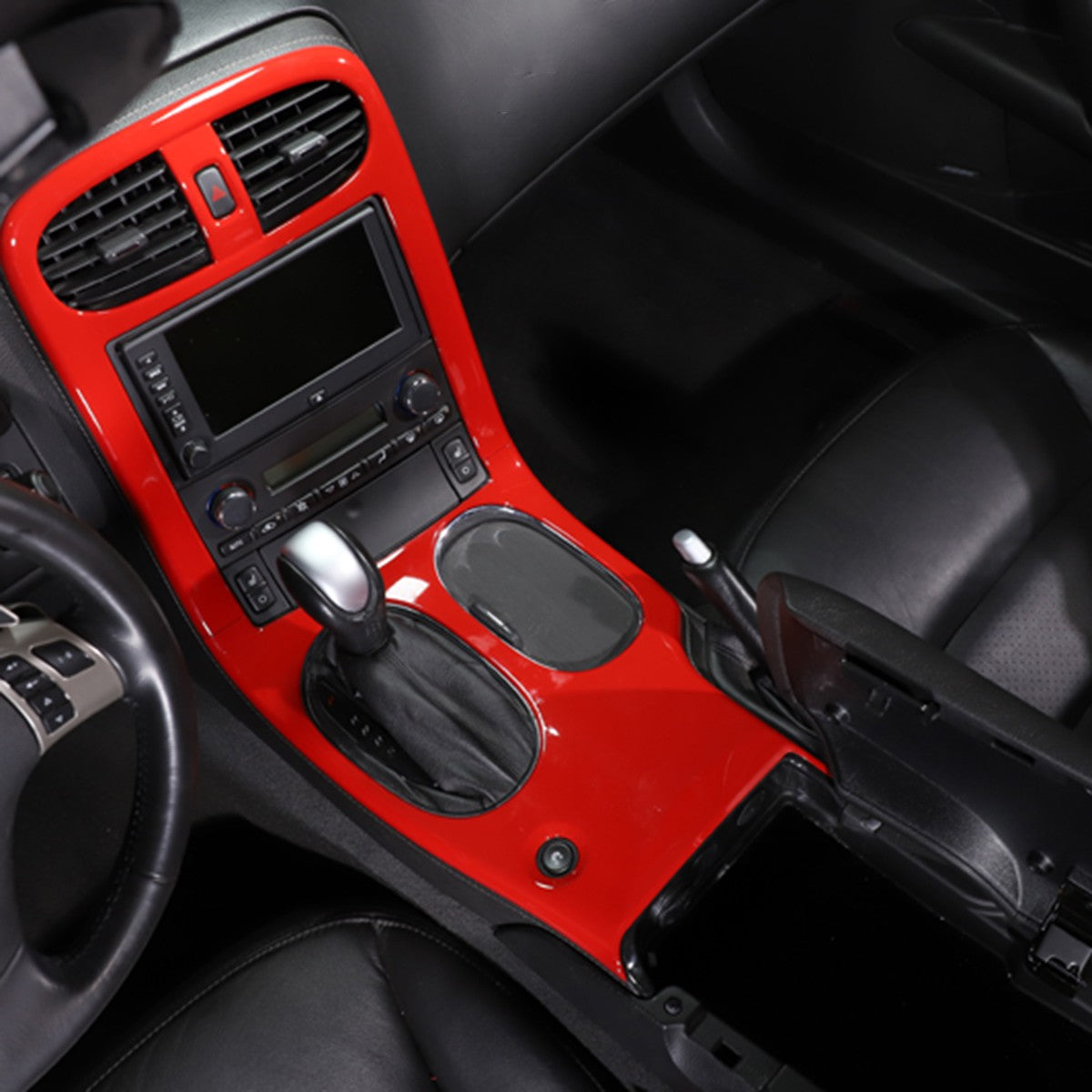 Red ABS Center Console Car Gear Shift Panel Trim For 2005-2013 Corvette C6 13