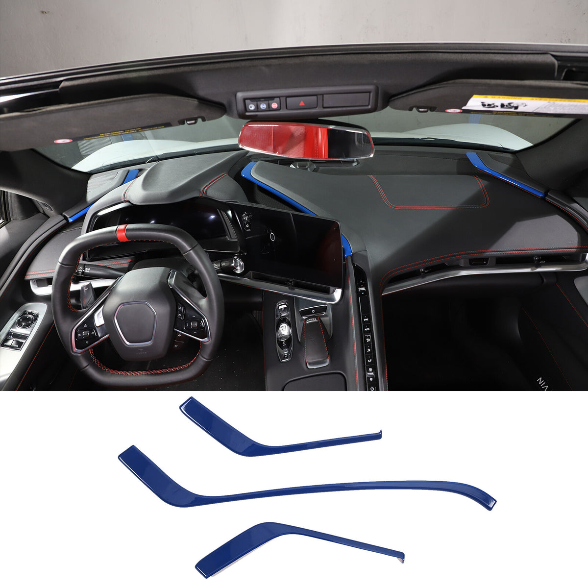 Blue ABS Center Console Dashboard Side Instrument Trim For Corvette C8 2020-2025 10