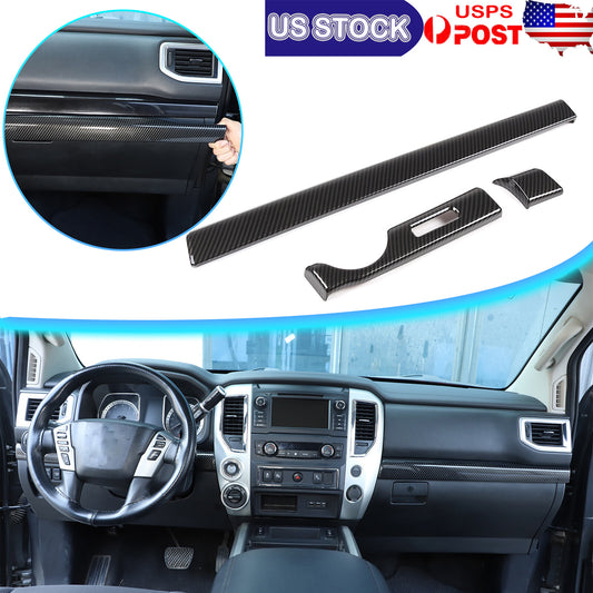 ABS Carbon fiber Dashboard Center Console Trim Cover for Nissan Titan 2016-24 US 1