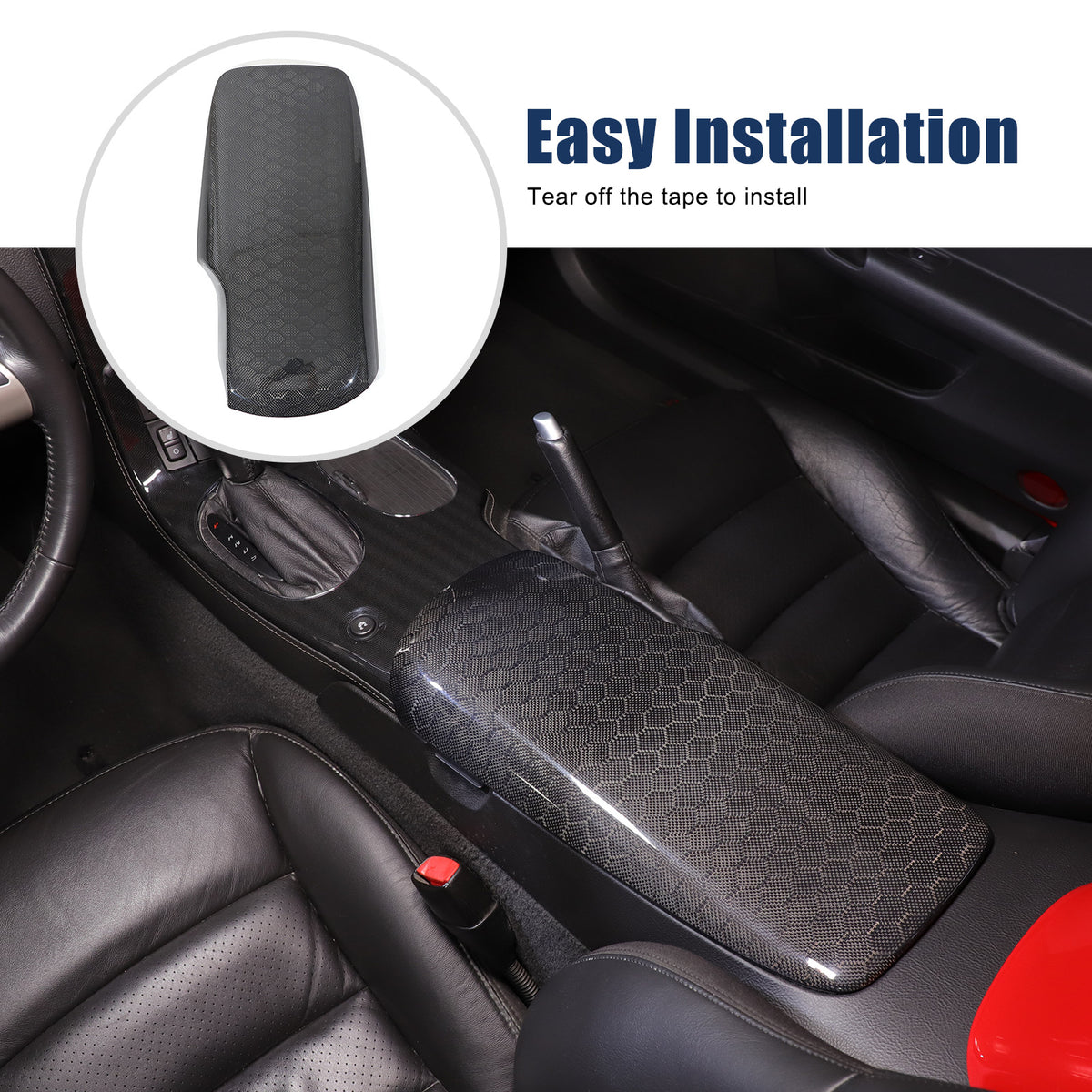 Honeycomb Carbon Fiber Center Console Armrest Box Cover For Corvette C6 2005-13 21
