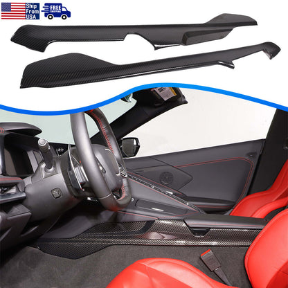 ABS Carbon Fiber Center Console Side Trim Strip Cover For Corvette C8 2020-2026 1