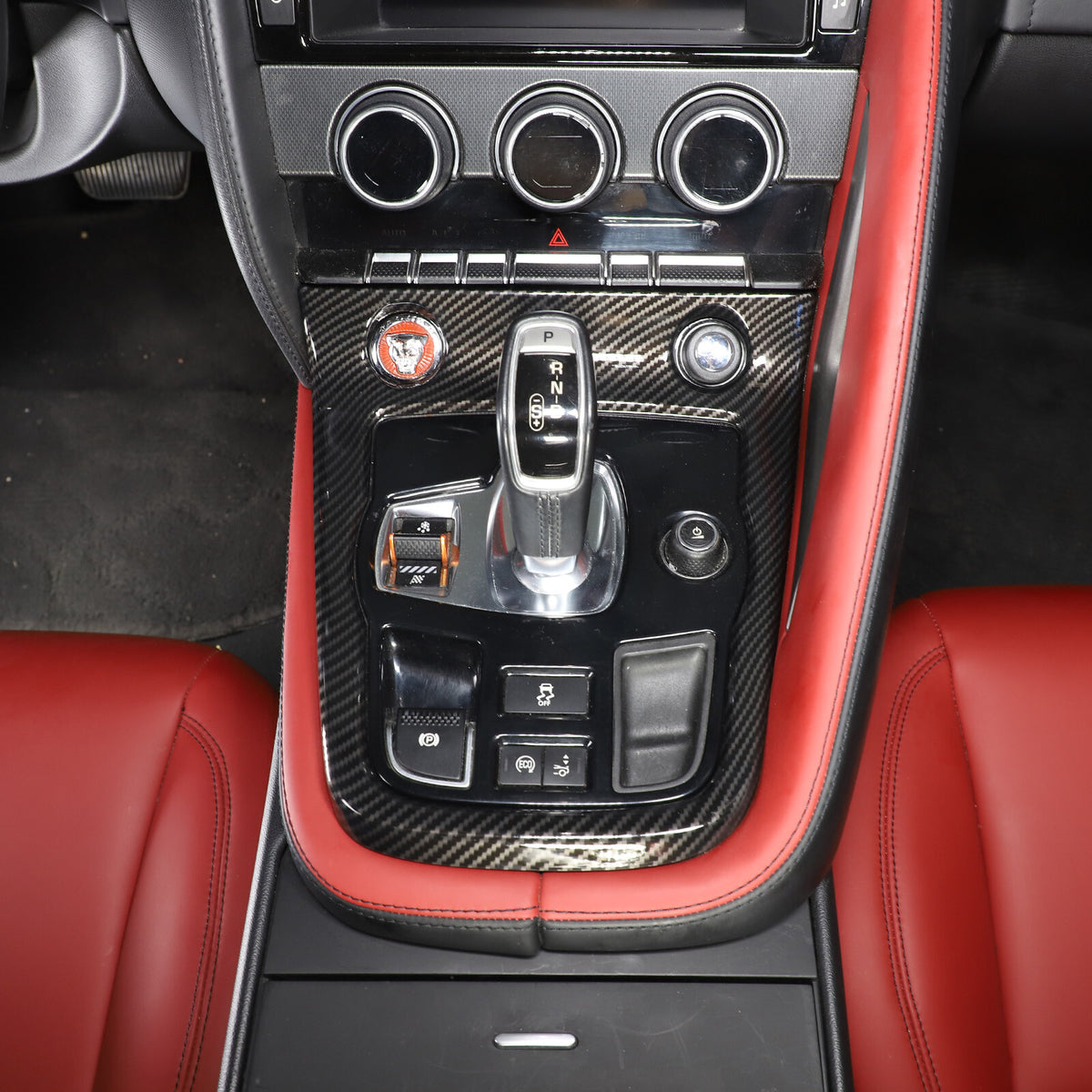 ABS Carbon Fiber Interior Center Console Trim Cover Kit For Jaguar F-TYPE 13-24 6