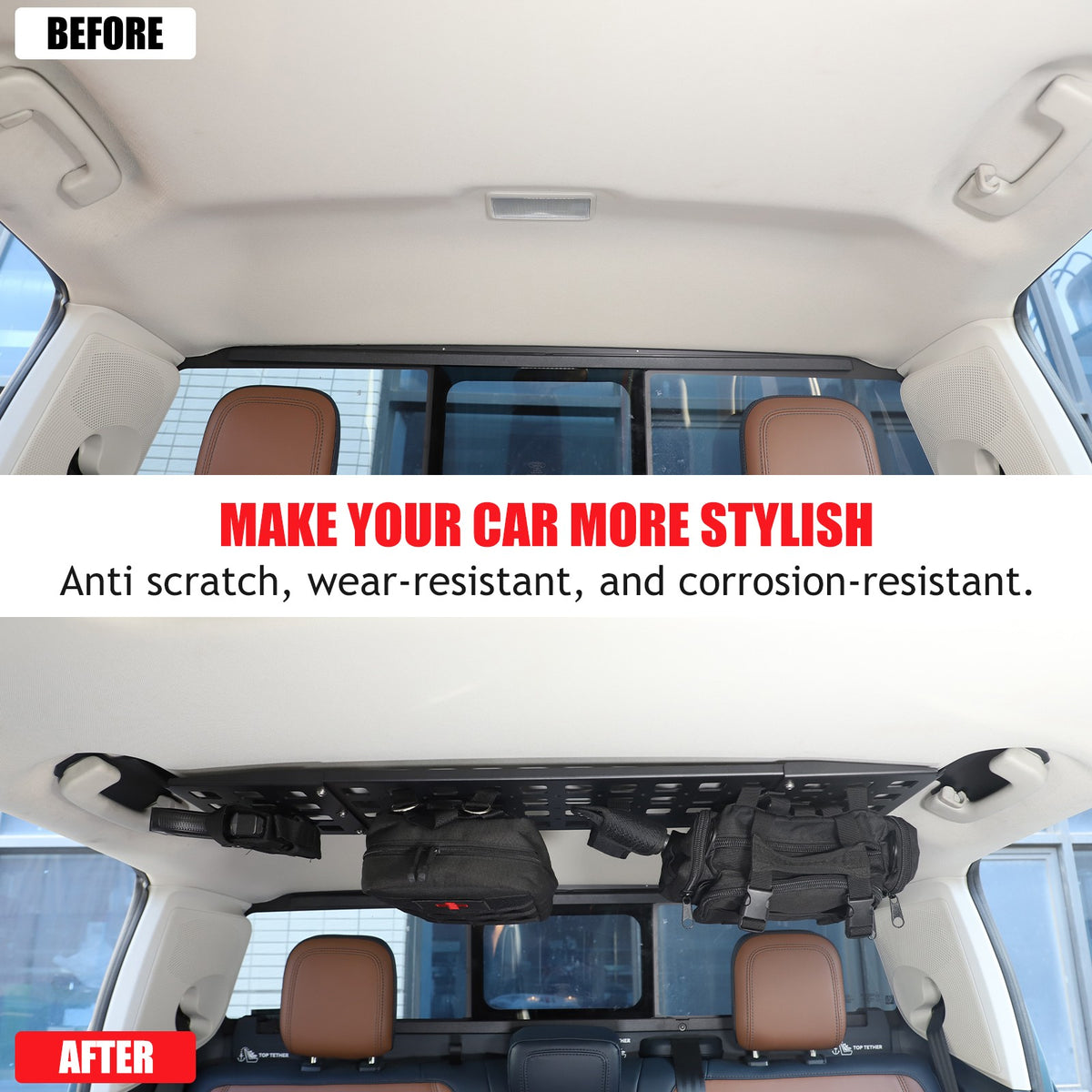 Aluminum Alloy Rear Roof Hanging Bag Rack Molle Panel For Ford Maverick 2022+ 21