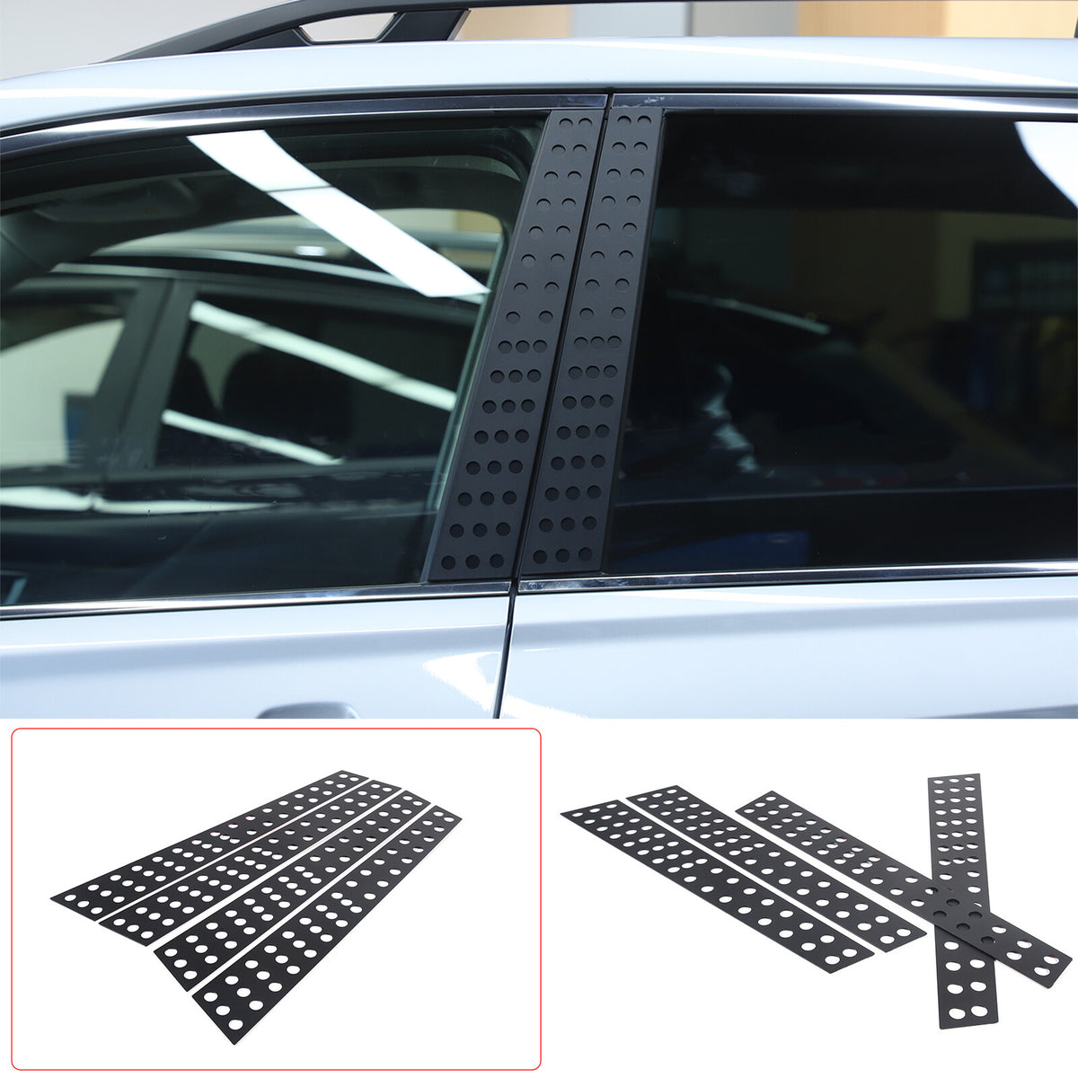 Black Window B pillar Post Protector Cover Trim For Subaru Forester 2019-2024 8