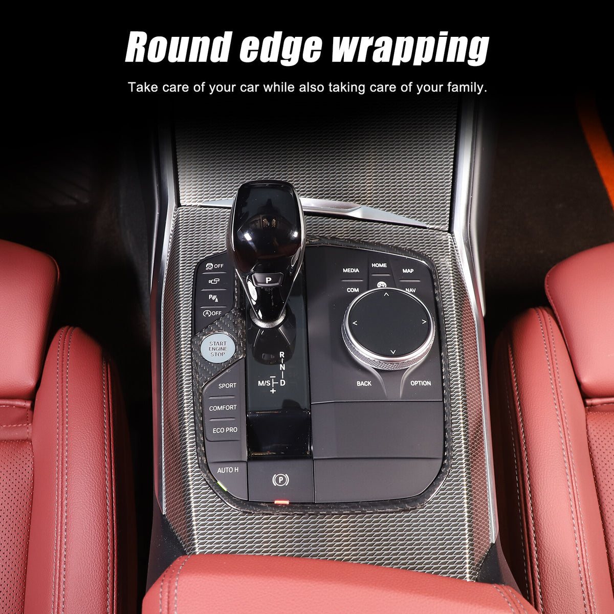 Dry Carbon Fiber Conosle Gear Shift Trim Frame Fits BMW X5 X6 X7 XM 2019-2023 US 11