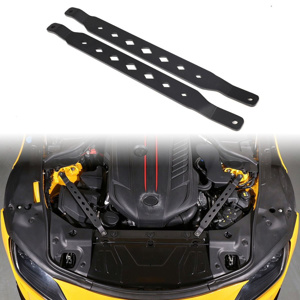 Black Aluminum Engine Bay Strut Tower Brace Trim For Toyota Supra A90 2019+ 2