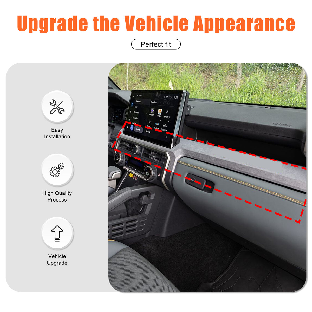 Orange ABS Center Console Strip Trim Cover For Toyota Tacoma 2024+ US 7