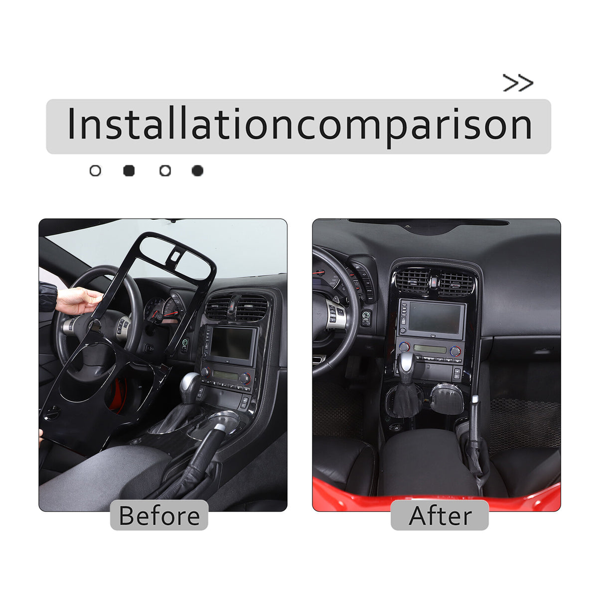Glossy Black ABS Interior Full Center Console Trim Set For Corvette C6 2005-13 17
